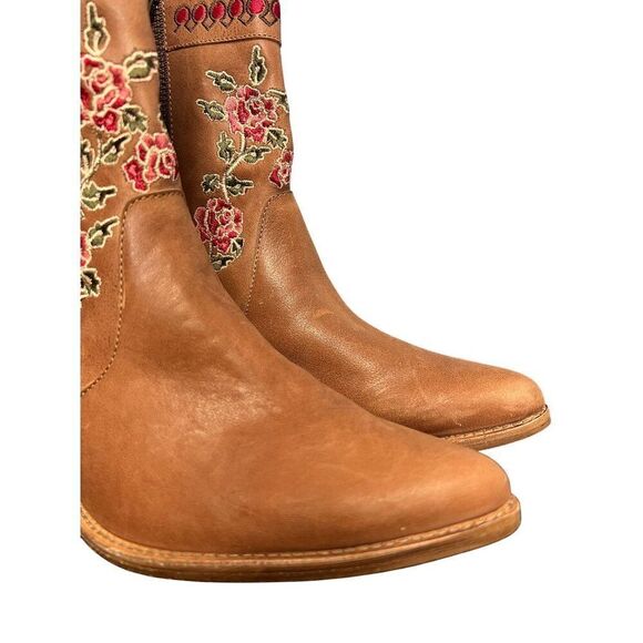 Anthropologie Marco Delli Embroidered Leather Western Boot Size 36 Floral Cowboy - Picture 4 of 14